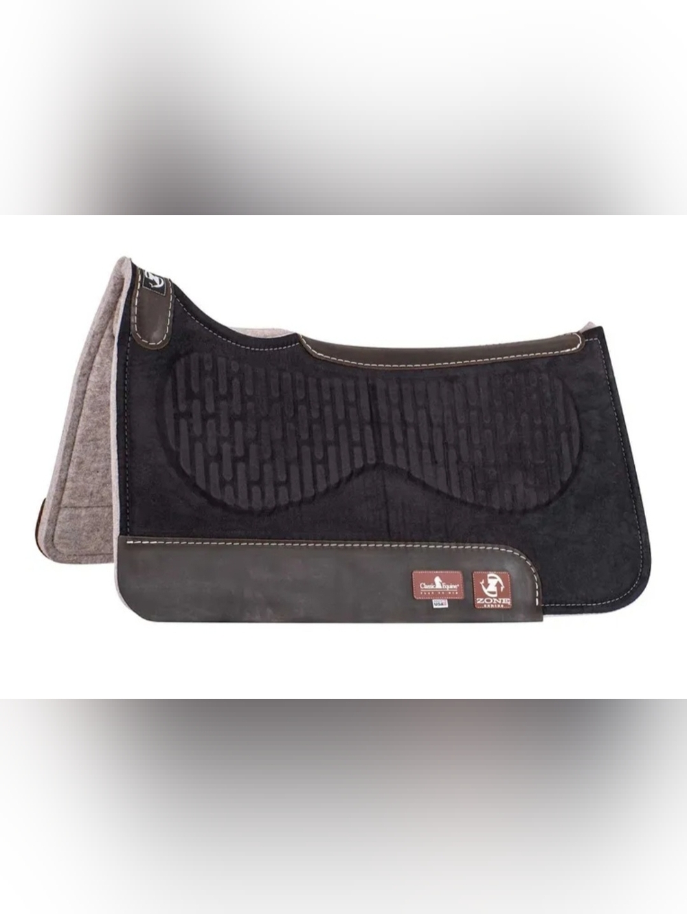 CLASSIC EQUINE Zone Series Brown Wool Western Saddle Pad, 28x30, 3/4" Thick